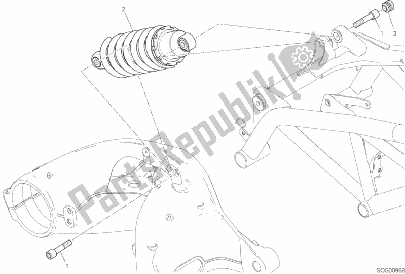 Todas as partes de Amortecedor Traseiro do Ducati Hypermotard 950 USA 2020